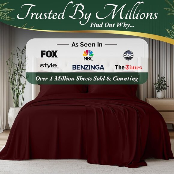 6- NIB Bamboo Sheets KingSize 6 pcs-Ultra Soft & Luxuriously Cooling, 17" Deep - Picture 6 of 8